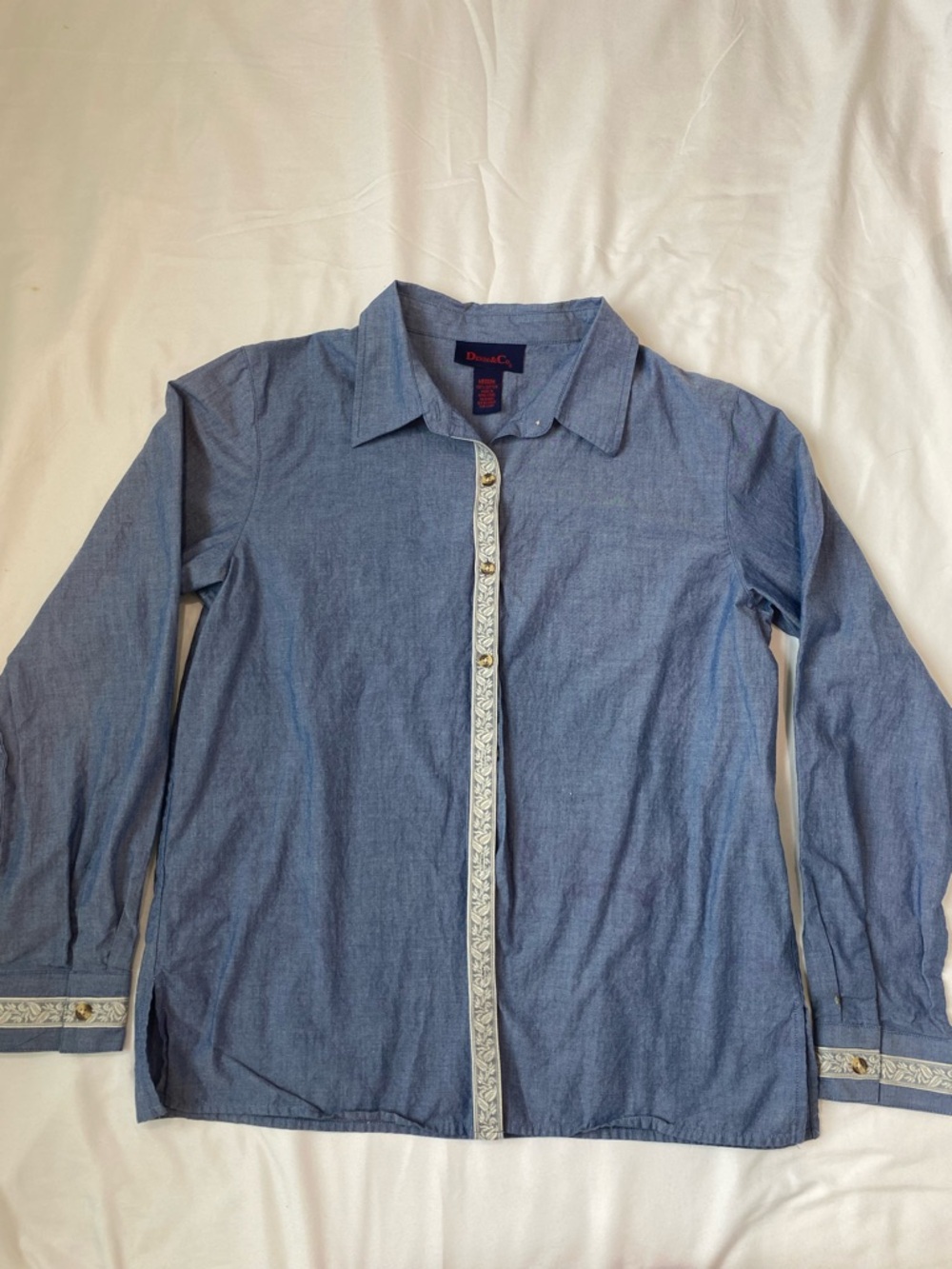 Denim&Co Light Blue Chambray Shirt with Navy Label